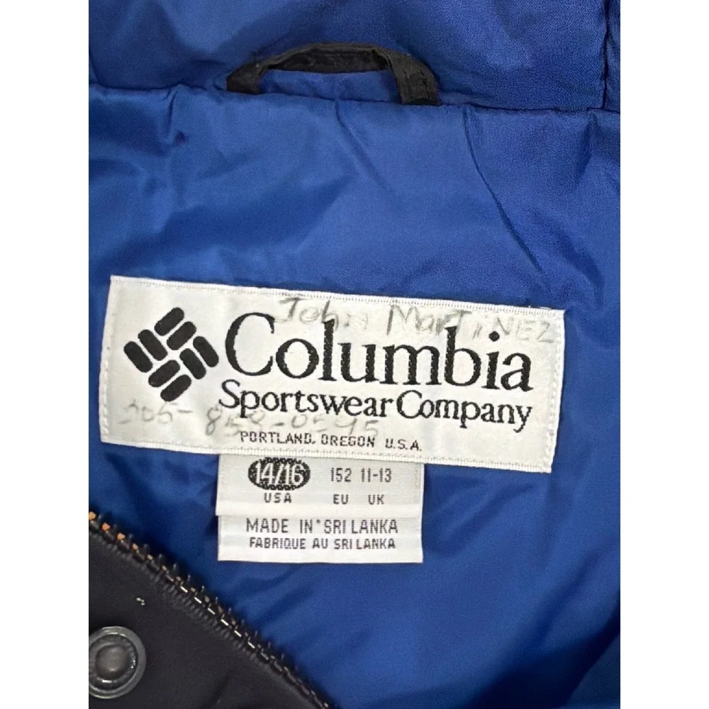 VTG Columbia Hooded‎ Anorak Jacket Black Blue Yellow Youth 14/16 Winter Ski Snow